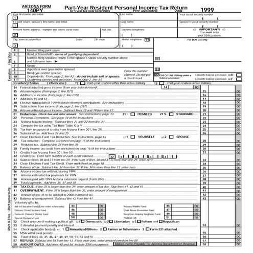 azdor.gov Forms 140pyf