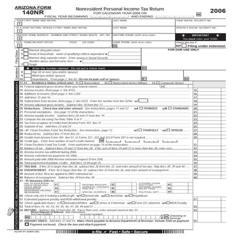 azdor.gov Forms 140NR