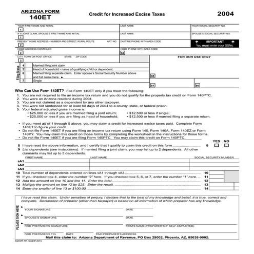 azdor.gov Forms 140ET_fillable