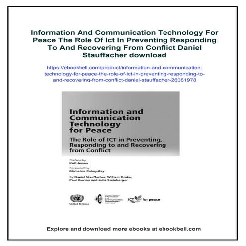 Information And Communication Technology For Peace The Role Of Ict In Prevent...