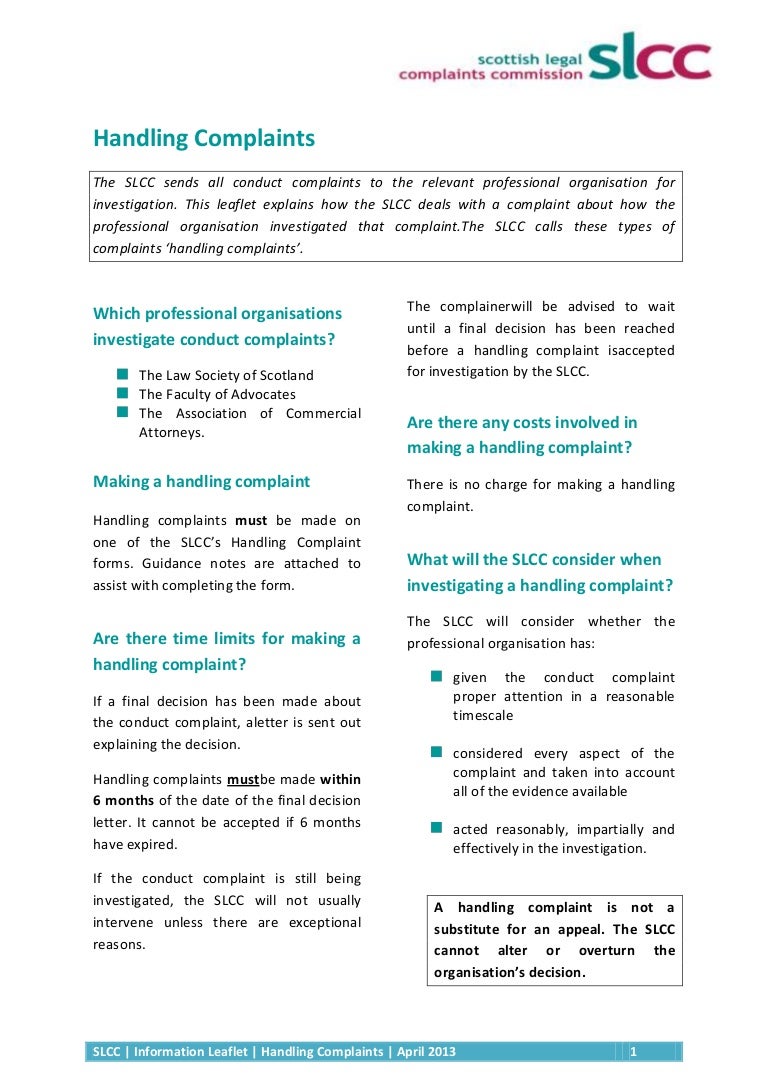 Handling complaints leaflet