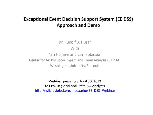 2013-04-30 EE DSS Approach and Demo