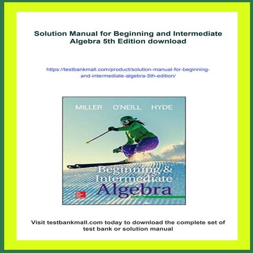 Solution Manual for Beginning and Intermediate Algebra 5th Edition