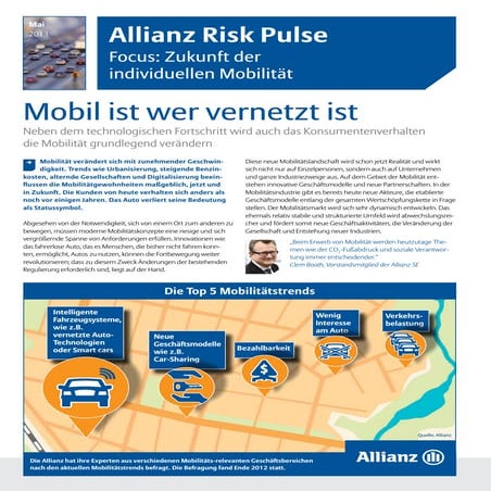 Allianz Risk Pulse: Zukunft der indivduellen Mobilität