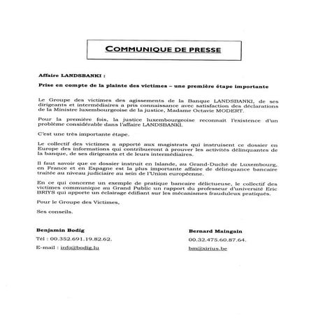 Kommunikee Landsbanki Opfer