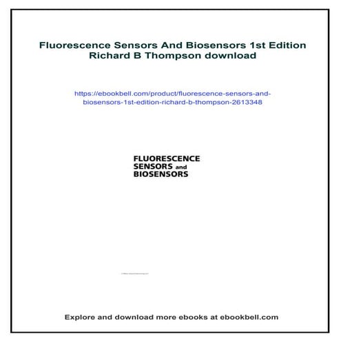 Fluorescence Sensors And Biosensors 1st Edition Richard B Thompson | PDF