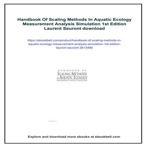 Handbook Of Scaling Methods In Aquatic Ecology Measurement Analysis Simulation 1st Edition ...