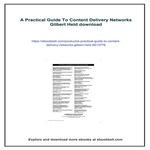 A Practical Guide To Content Delivery Networks Gilbert Held | PDF