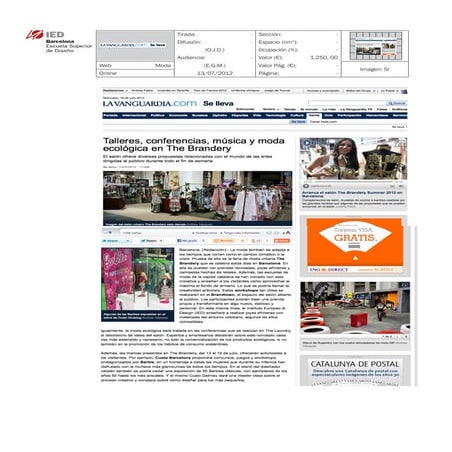 Clipping La Vanguardia 13/07/12 @ IED Barcelona