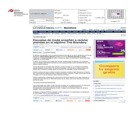 Clipping La Vanguardia 13/07/12 @ IED Barcelona