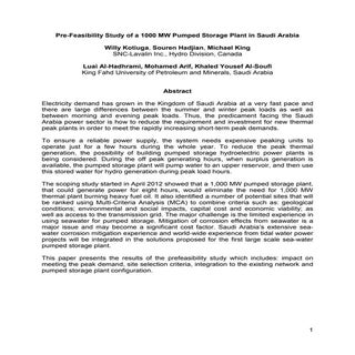 Pre-Feasibility Study of a 1000 MW ...