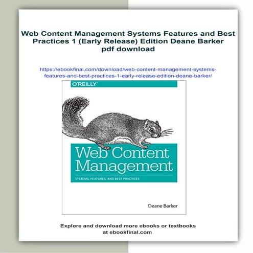 Web Content Management Systems Features and Best Practices 1 (Early Release) ...