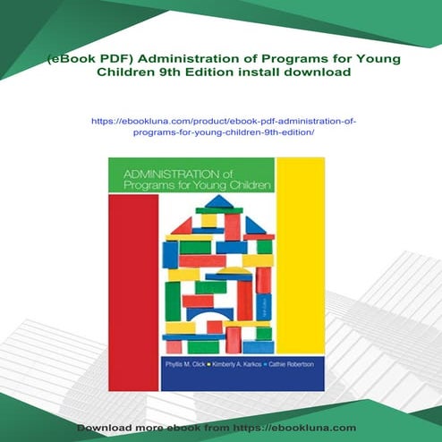 (eBook PDF) Administration of Programs for Young Children 9th Edition | PDF
