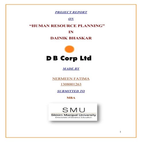 HUMAN RESOURCE PLANNING”  IN  DAINIK BHASKAR 