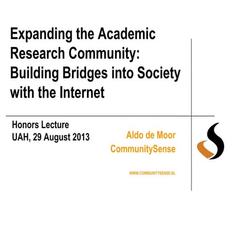 Expanding the Academic Research Community: Building Bridges into Society with...