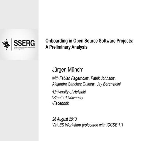 Onboarding in Open Source Software Projects: A Preliminary Analysis