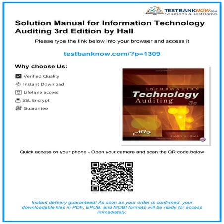 Solution Manual for Information Technology Auditing 3rd Edition by Hall | PDF