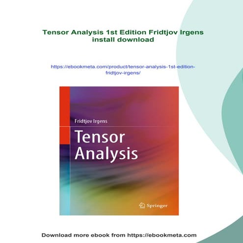 Tensor Analysis 1st Edition Fridtjov Irgens