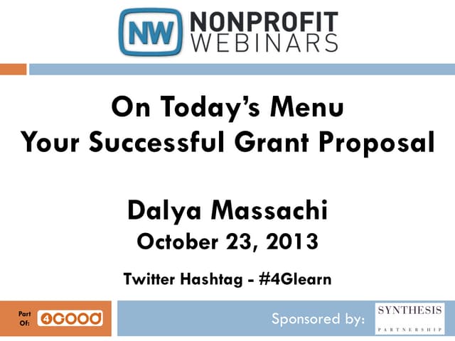 On Today's Menu: Your Successful Grant Proposal