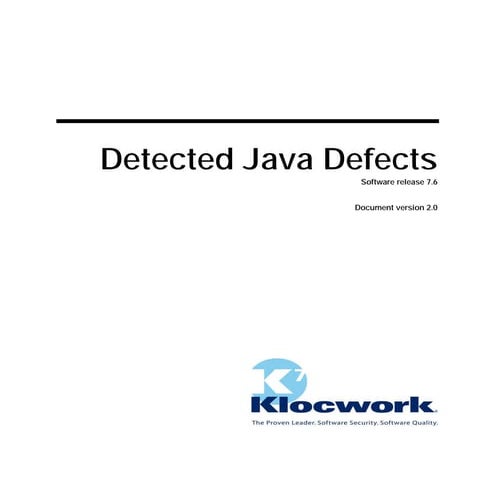 Klocwork_Detected_Java_Defects | PDF