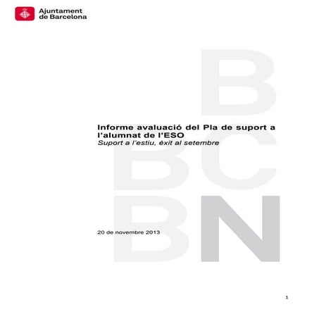 Informe d'avaluació del Pla de suport a l'alumnat d'ESO