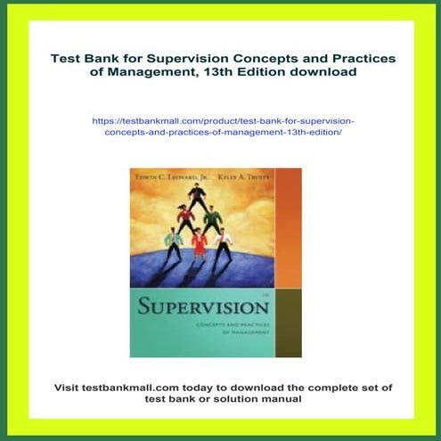 Test Bank for Supervision Concepts and Practices of Management, 13th ...