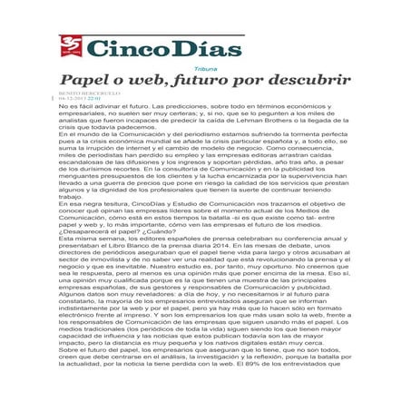 Papel o web, futuro por descubrir