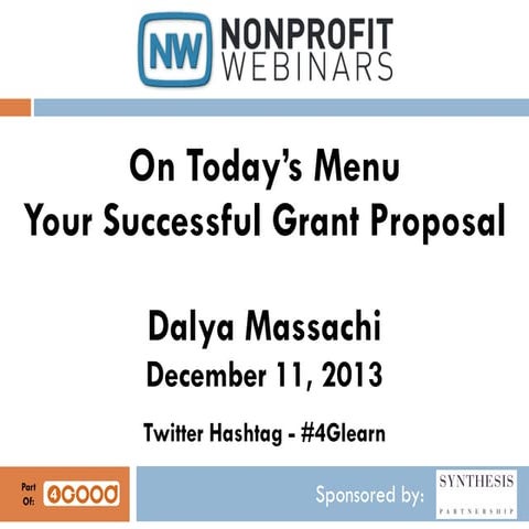 On Today's Menu: Your Successful Grant Proposal