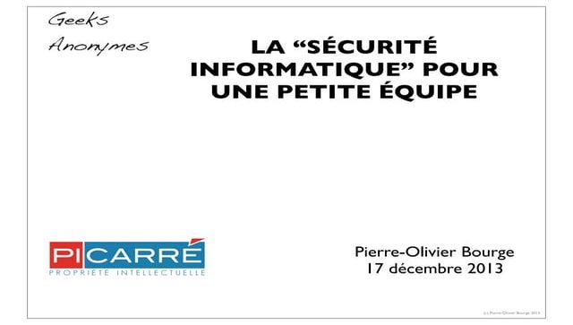 La sécurité informatique pour une petite équipe
