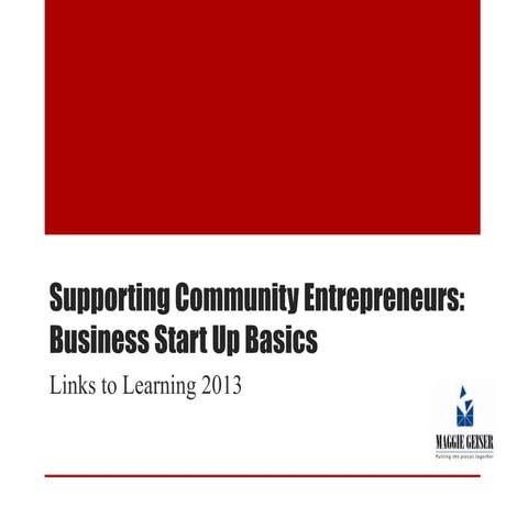 Supporting Community Entrepreneurs: Business Startup Basics
