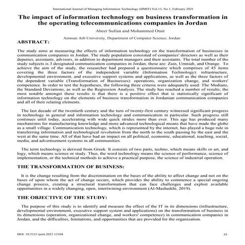 The Impact of Information Technology on Business Transformation in the Operat...