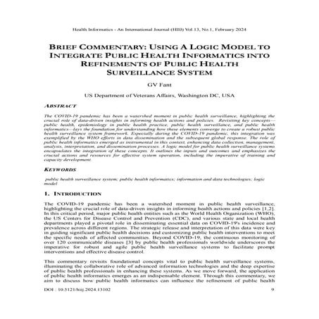 BRIEF COMMENTARY: USING A LOGIC MODEL TO INTEGRATE PUBLIC HEALTH INFORMATICS ...