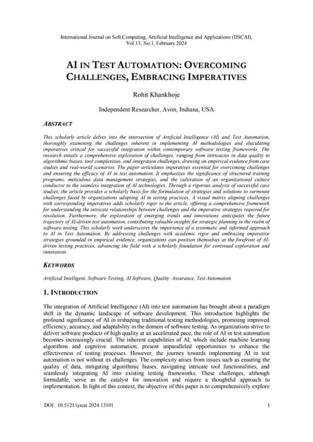 AIIN TEST AUTOMATION: OVERCOMING CHALLENGES, EMBRACING IMPERATIVES