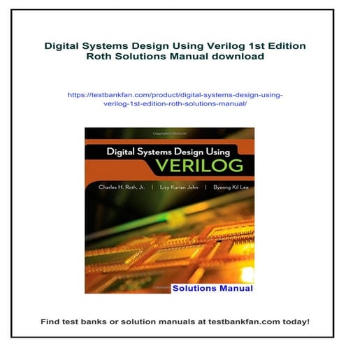 Digital Systems Design Using Verilog 1st Edition Roth Solutions Manual ...