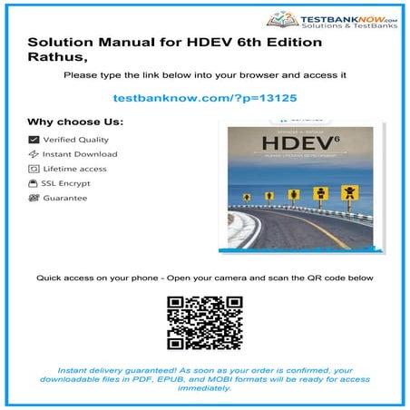 Solution Manual for HDEV 6th Edition Rathus, | PDF