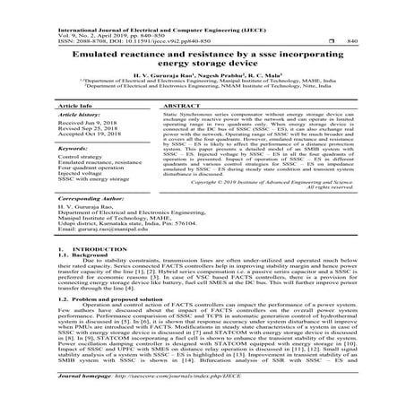 Emulated reactance and resistance by a SSSC incorporating energy storage device