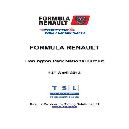 Formula Renault Race Results