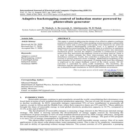 Adaptive backstepping control of induction motor powered by photovoltaic gene...