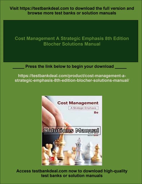 Cost Management A Strategic Emphasis 8th Edition Blocher Solutions