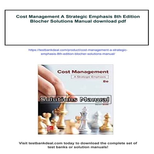 Cost Management A Strategic Emphasis 8th Edition Blocher Solutions ...