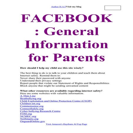 FACEBOOK: General Information for Parents