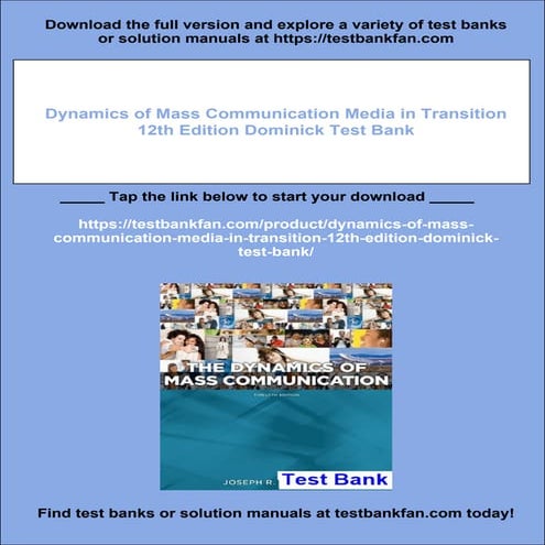 Dynamics of Mass Communication Media in Transition 12th Edition ...