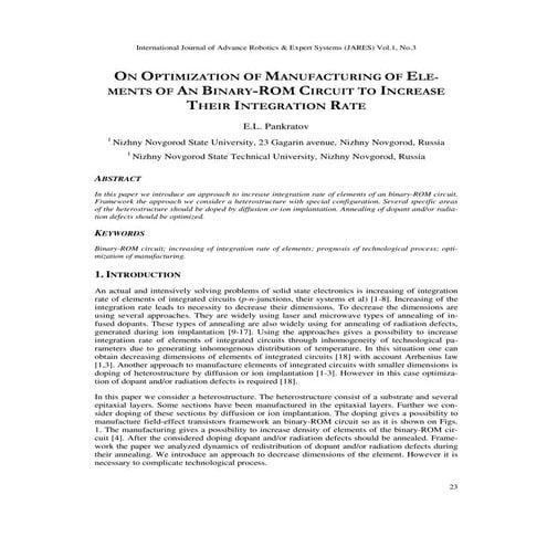 ON OPTIMIZATION OF MANUFACTURING OF ELEMENTS OF AN BINARY-ROM CIRCUIT TO INCREASE THEIR INTEGRATION RATE