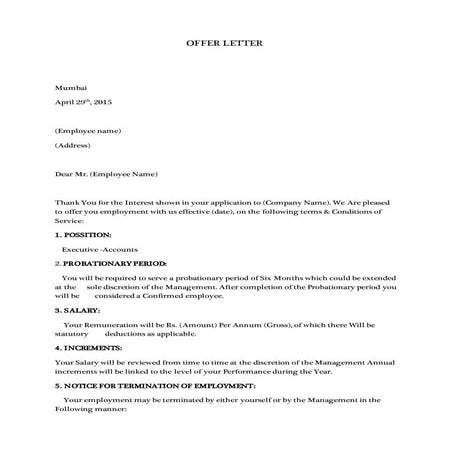 Format of appointment order | DOC