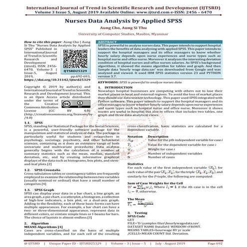 Nurses Data Analysis by Applied SPSS