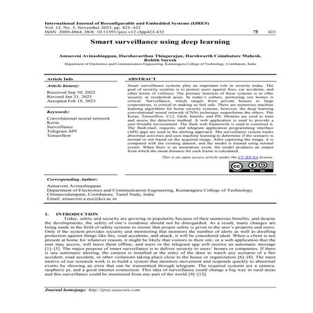 Smart surveillance using deep learning | PDF