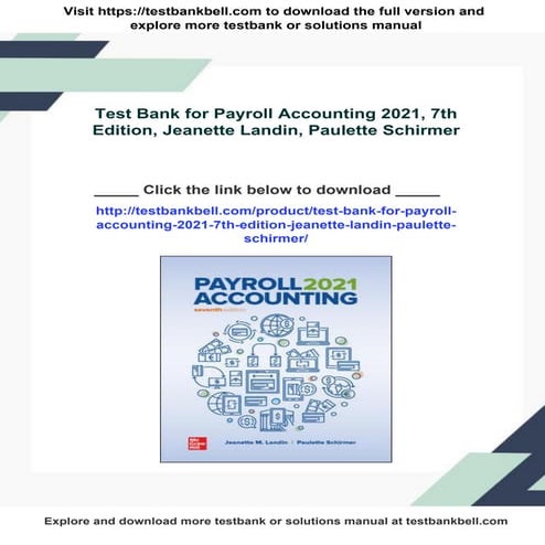 Test Bank for Payroll Accounting 2021, 7th Edition, Jeanette Landin ...