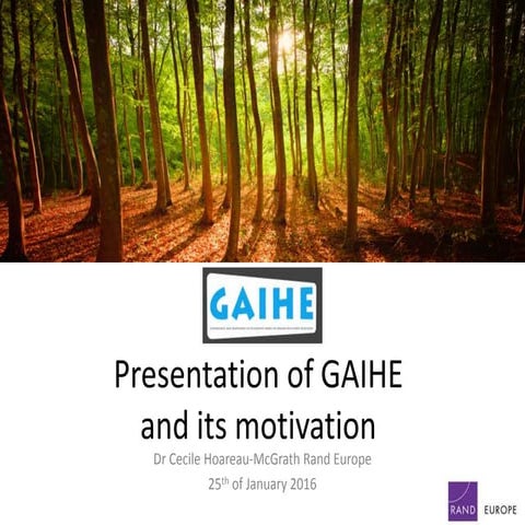 Cécile McGrath - Presentation of GAIHE and its motivation