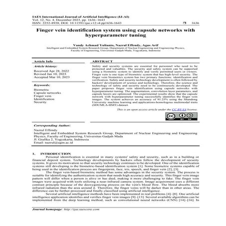 Finger vein identification system using capsule networks with hyperparameter ...