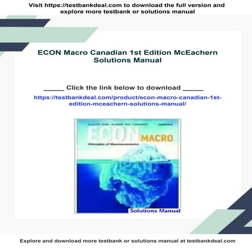 ECON Macro Canadian 1st Edition McEachern Solutions Manual